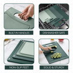 COOK WITH COLOR Non-Slip Cutting Board Set – Kitchen Essentials with Easy Grip Handle for Meat, Veggies, and Fruits, 4 Cutting Boards, Mint
