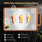 Titanium Cutting Boards for Kitchen Chopping Board with Handle Large Big Small Kitchen Meat Butcher Block 2 in 1 Pure Titanium and Wheat Straw PP Not Wood Bamboo Plastic Silicone Teak Morandi Orange