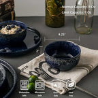 S&Q'S CERAMICS Ceramic Small Bowls for Kitchen, Set of 6, 9 oz Ice Cream Bowls, Small Bowl Set for Dipping, Breakfast, Oatmeal, Microwave and Dishwasher Safe (Navy Blue)