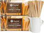 1000 Count | KingSeal Natural Birch Wood Coffee Beverage Stirrers, Stir Sticks, Waxing Sticks, 7.5 Inches, Round End, Eco-Friendly - 2 Packs x 500 Stirrers