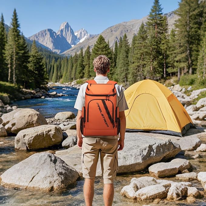 Maelstrom Backpack Cooler,36 Can Cooler Backpack,Soft Cooler Bag Insulated Leakproof,Lightweight Ice Chest Backpack,Travel Cooler Lunch Backpack for Camping,Hiking,Beach,Orange