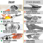 Zulay Lemon Squeezer Stainless Steel with Premium Heavy Duty Solid Metal Squeezer Bowl and Food Grade Silicone Handles - Large Manual Citrus Press Juicer and Lime Squeezer Stainless Steel (Orange)