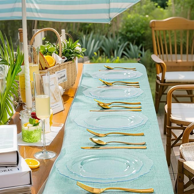 WDF 60pcs Clear Plastic Dessert Plates Disposable -7.5inch Small Disposable Clear Cake/Appetizer/Dessert Plastic Plates for Wedding, Party