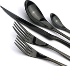 20-Piece 18/10 Stainless Steel Serrated Steak Knife Flatware Set, Mirror Polishing Black, Service for 4