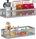 PUSDON Metal Wall Hanging Basket 2 Packs DIY Suitable for Multiple Scenes - Middle Silver Grey Netting