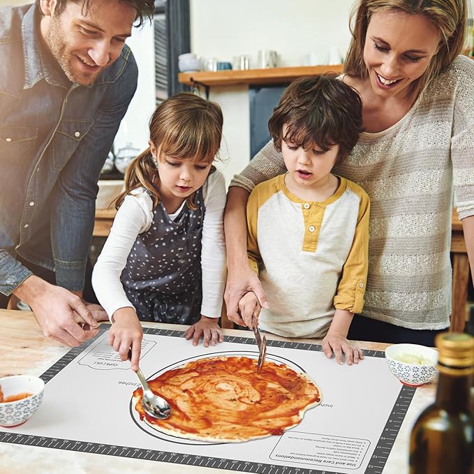 Silicone Baking Mat Non Stick Pastrty Mat for Dough Rolling Mat for Making Cookies, Macarons,Bread,Cake and Candy Reusable Kitchen Counter Mat Fondant Mat Oven Mat Placemat Baking Supplies Tools