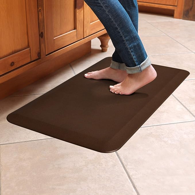 GelPro Anti-Fatigue Designer Comfort Kitchen Floor Mat, 20x32”, Leather Grain Truffle Stain Resistant Surface with 3/4” Thick Ergo-Foam Core for Health and Wellness