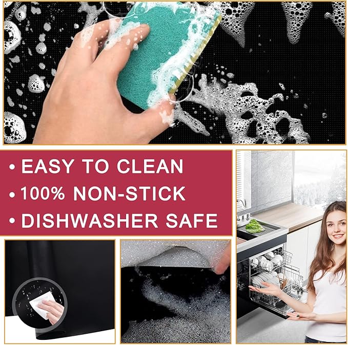 Oven Liners for Bottom of Electric Gas Oven - 2 Pack Large Heavy Duty Oven Mat, Heat Resistant Oven Liners for Bottom of Electric Oven, 15.74"x 23.6". (2PACK)