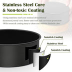 E-far 8 x 3 Inch Cake Pan Set of 2, Nonstick Stainless Steel Round Cake Pans Tin for Baking Birthday Wedding Layer Cakes, Stainless Steel Core & Non-toxic Coating, Deep & Straight Side