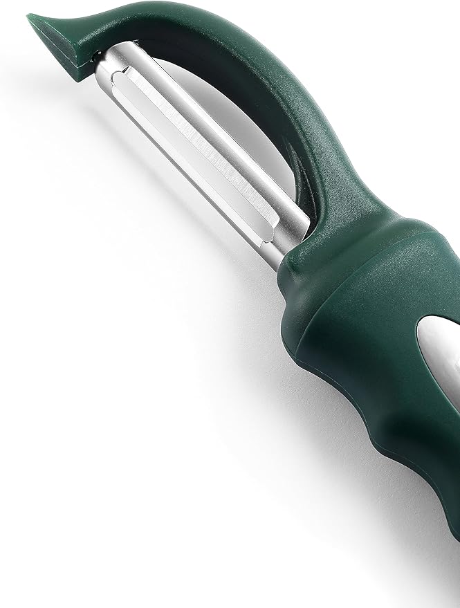 Spring Chef Professional Swivel Vegetable Peeler for Kitchen, Stainless Steel Potato Peeler with Comfortable Handle, Great for Apple, Veggie, Carrot, Cucumber - Dishwasher Safe - Pine Green