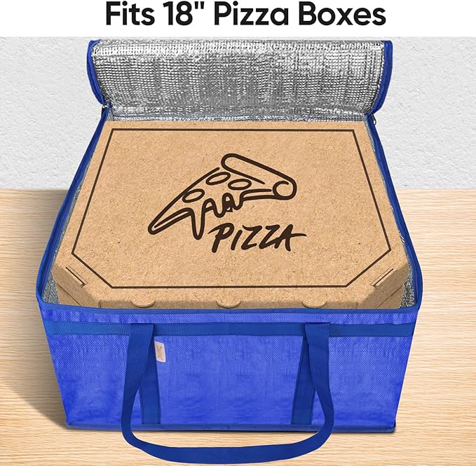 BALEINE 2Pk Insulated Reusable Grocery Bags, Collapsible Cooler Bag for Groceries, Heavy Duty Large Insulated Bag (19.5''x19.5''x11.5'', Midnight Blue)