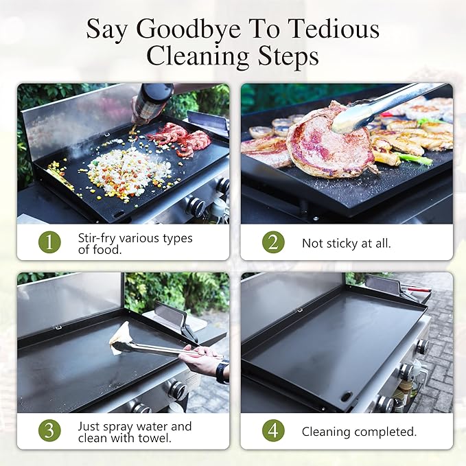 Sophia & William 28-Inch Flat Top Grill with Ceramic Coated Cast Iron Griddle, 3-Burner Propane Gas BBQ Griddle, Portable Outdoor Barbecue Grill,33,000 BTU,Black