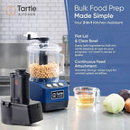 TK Tartle Commercial Food Processor - Heavy-Duty 600W Electric Chopper, Slicer & Shredder w/Flat lid, Continuous Feed, 3L Mixer Bowl & Stainless Steel Blades