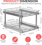 HOLDN’ STORAGE Two Tier Pull Out Cabinet Organizer, Individual Sliding Drawers - Heavy Duty Metal with Lifetime Limited Warranty - Anti Rust Chrome Finish - 22.5" W x 21”D x 16.5" H