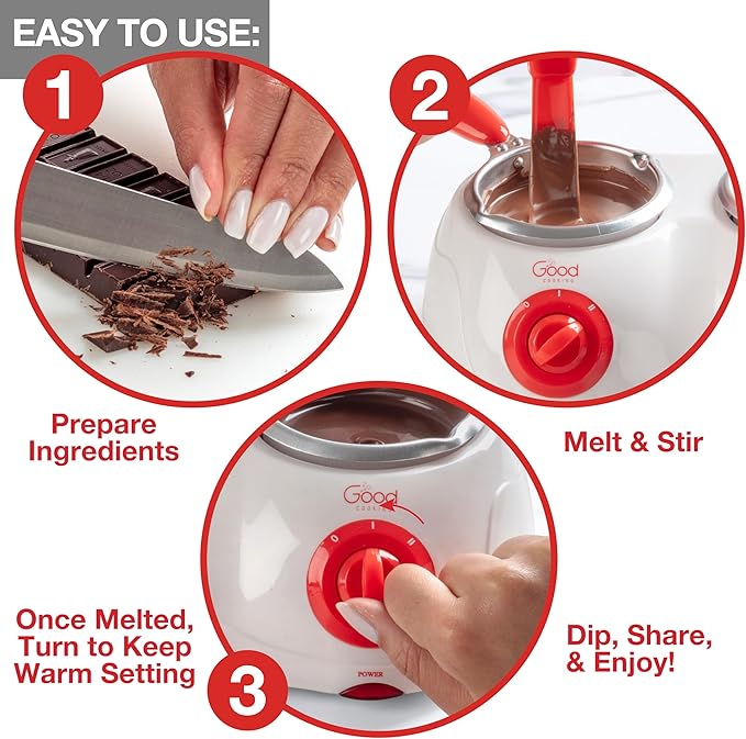 Dual Electric Chocolate Melting Pot Set - XMAS Candy Bar Making or Fondue Fountain Kit w/ 30 Bonus Accessories - Dip, Drizzle & Decorate Strawberries, Marshmallows - Holiday Party Appetizers Desserts