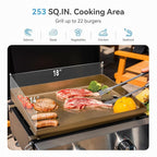 GREEN PARTY 2 Burner BBQ Propane Gas Griddle with Collapsible Stand, 18 Inch Portable Griddle with Side Table & 253 Sq. In. Cooking Area, Flat Top Gas Grill for Outdoor Cooking Garden Patio Backyard