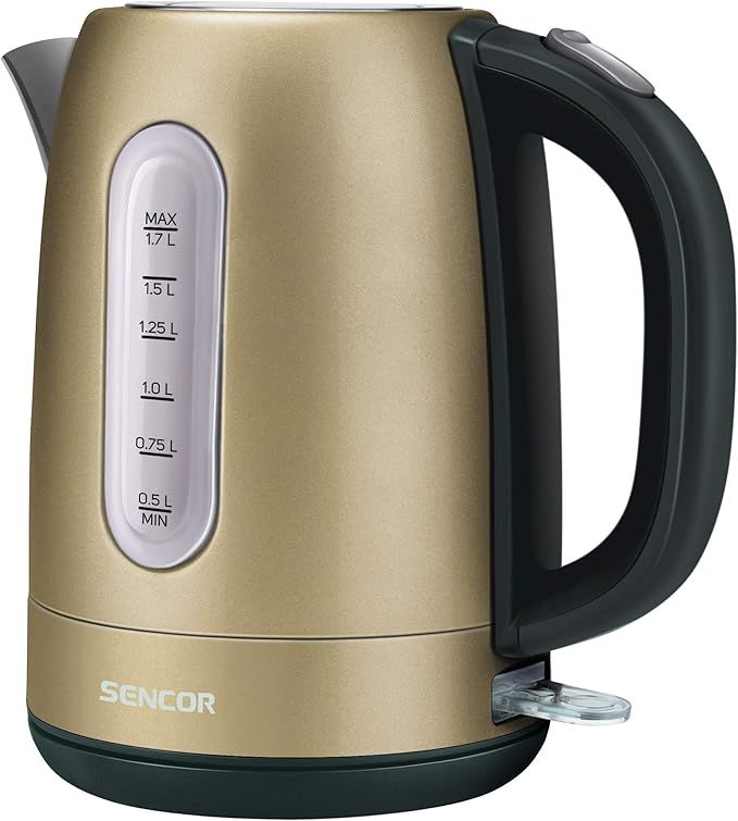 Sencor SWK1777CH 1.7L Stainless Steel Electric Kettle with Lid Safety Lock, Champagne