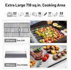 2 in 1 Propane Griddle Grill Combo 38200 BTU, 4-Burner Propane Gas BBQ Grill with 2 Foldable Side Table for Outdoor Cooking Camping Patio Backyard (propane+griddle)