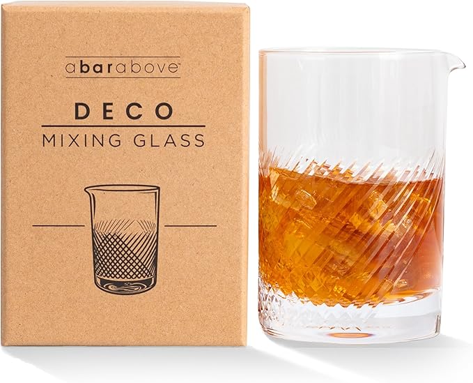 A Bar Above Cocktail Mixing Glass, Diamond Deco Crystal Stirring Pitcher, Thick Weighted Base for Stable Stirring, 18 Oz Drink Mixer, Bar Accessories, Ideal for Craft Cocktails at Home or Bars