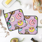Cute Cartoon Donut Pot Holders Set of 2 - Heat Resistant Oven Hot Pads for Cooking, Baking, BBQ Gifts for Women