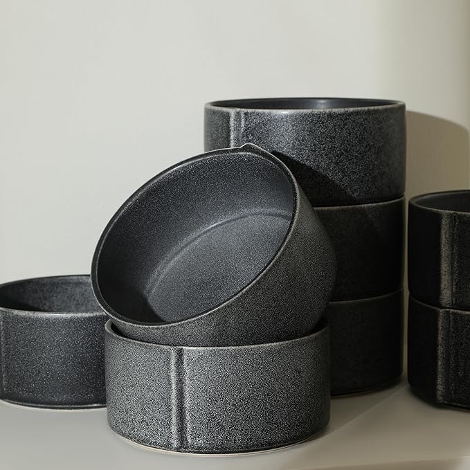 Stone Lain Bao 4-Piece Bowl Set Stoneware, Charcoal