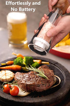 Premium Manual Crystal Pepper and Salt Grinder.Eco-Friendly Adjustable Wooden Top Mill with Ceramic Core. Visual Transparent Acrylic Body with 4.4oz Capacity（8"）