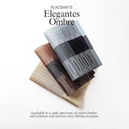 LEXMORE PVC Woven Placemats 4 PCS Wipeable Indoor/Outdoor Table Mats Washable Vinyl Place Mats for Dining Table, Set of 4-Silver Gray Black