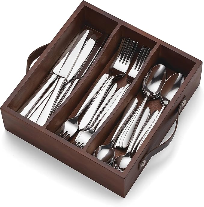 Oneida Mooncrest 30Pc Flatware Set + Caddy, Metallic, 30 Count