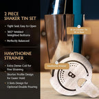 5 Piece Cocktail Kit by Bull In China - Premium Bartender Gift Set Includes Weighted 2 Piece Boston Shaker, Hammered Bell Jigger, Hawthorne Strainer & Fine Mesh Strainer (Gunmetal Black)