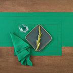 Solino Home Linen Hemstitch Table Runner 108 Inches Long - 100% Pure Linen Emerald Green Table Runner 14 x 108 Inch - Classic Hemstitch
