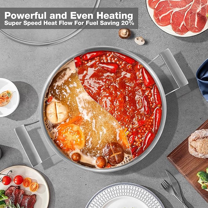 Delarlo Tri-Ply Stainless Steel 7QT Everyday Pan With Lid,Hot Pot,Induction Deep Cooking Pot, 7Quart Stock Pot Dishwasher and Oven Safe