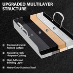 Utheer 19.5" x 10" Ceramic Nonstick Stainless Steel Griddle for Gas, Charcoal & Grill, Large Stove Top Griddle, Non-Toxic, PFAS/PFOA/PTFE Free, Oven Up to 500°F, for BBQ, Camping & Kitchen