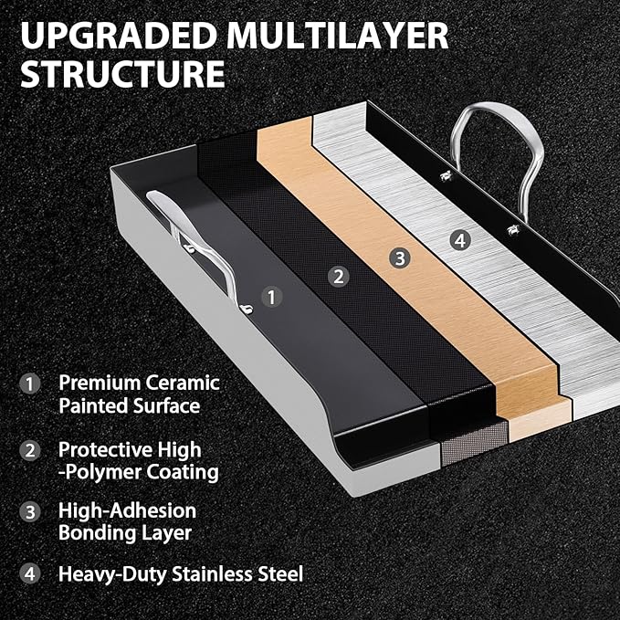 Utheer 19.5" x 10" Ceramic Nonstick Stainless Steel Griddle for Gas, Charcoal & Grill, Large Stove Top Griddle, Non-Toxic, PFAS/PFOA/PTFE Free, Oven Up to 500°F, for BBQ, Camping & Kitchen