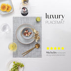 LEXMORE PVC Woven Placemats 6 PCS Wipeable Indoor/Outdoor Table Mats Washable Vinyl Place Mats for Dining Table, Set of 6-Gray