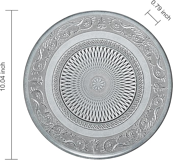 Vintage Crystal Colored Plates | Set of 6 Plates | Pastel Colors 10.6" Dinner & Charger Plate - Server, Charger, Server, Appetizer, Snack, Fruit, Housewarming Gift | Hand Wash Only | 100% FREE LEAD