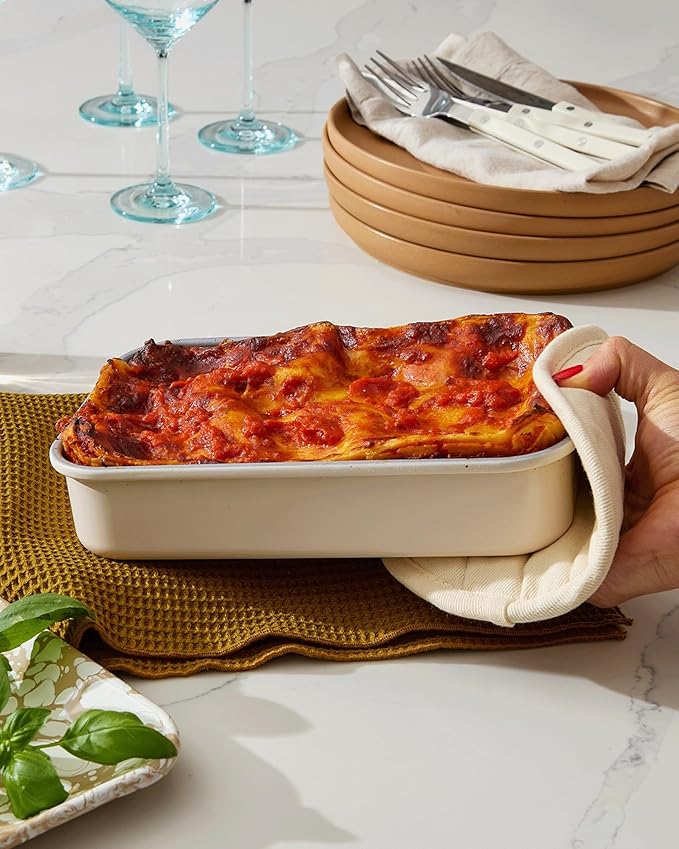 Caraway Nonstick 9” x 6.5” Small Rectangle Baking Pan – Non-Toxic, PTFE & PFOA Free – Aluminized Steel Core – Deep Ceramic Baking Pan for Casseroles, Lasagna & More - Gray