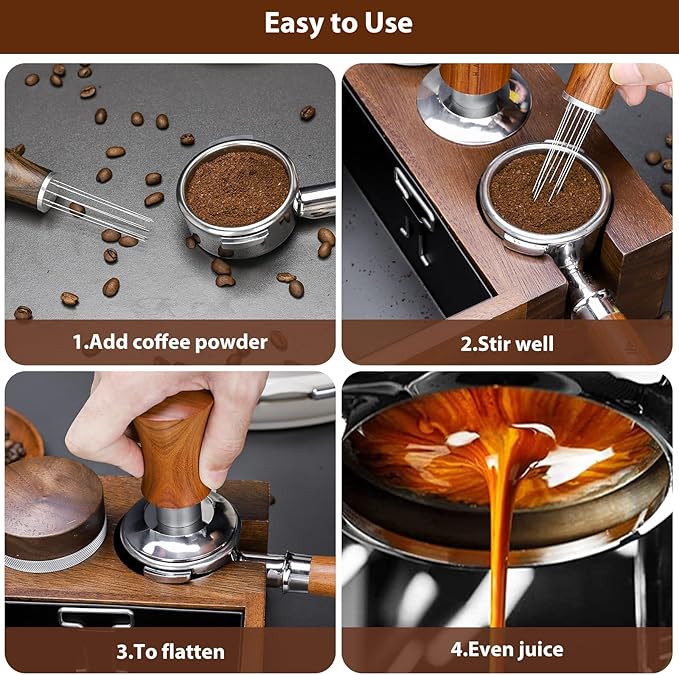 V5 Espresso Tamper, 53.3MM 2 Spring-Loaded Calibrated Tamper with Stainless Steel Ripple Base, Walnut Wooden-Handle Tamper Compatible with Breville 54mm Portafilter