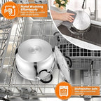 P&P CHEF Stainless Steel Stock Pot, 6 Qt Cooking Soup Pot with Visible Lid for Pasta, Tri-Ply Bottom & Dual Heatproof Handles, For Induction Gas All Stoves, Non-Toxic & Dishwasher Safe