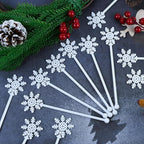 60pcs Snowflake Drink Stirrers Christmas Plastic Swizzle Sticks Beverage Winter Stir Sticks Reusable Coffee Cocktail Stirrers Bar Supplies for Cocktail Xmas Party Decor Winter Holiday Cocoa Bar
