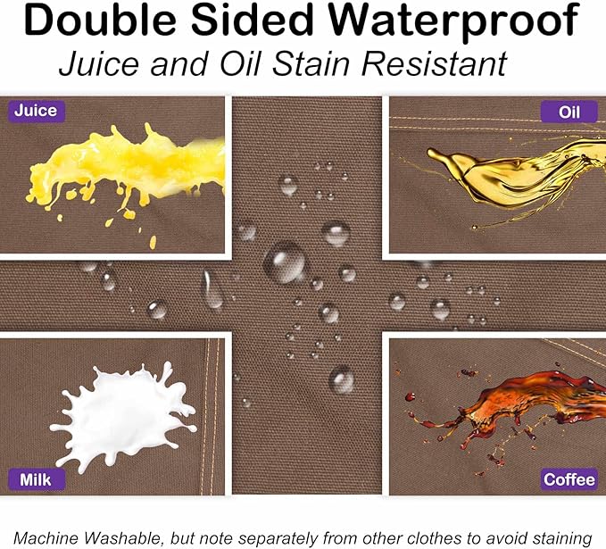 Genixart 6 Bulk Pack Chef Apron for Men Women with Pockets, Cross Back Apron for Kitchen Cooking Baking Artist Painting, Cotton Canvas Work Aprons for Restaurant, Cafe Shop, Garden (Brown, M to XXL)