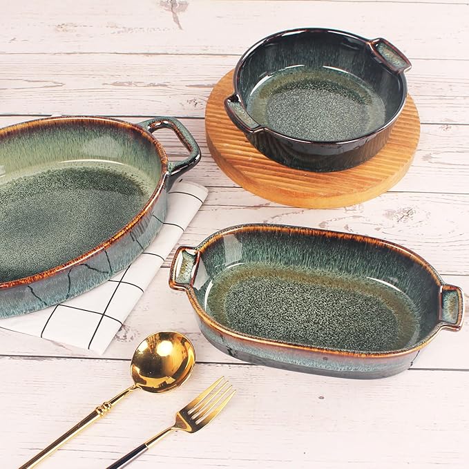 Ceramic Oval Casserole Baking Dish, 1.8 Quarts Baking Dish for Oven, Lasagna Pans, Oven Safe Durable Bakeware for Kitchen Home Decor, Banquet and Dinner, 1 pieces 11 x 7 Inch