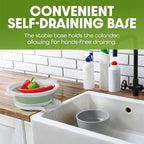 Collapsible Colanders (2 Pack Set) Food Strainers with Over-Sink Water Draining Base for Pasta Fruits and Vegetables (4 and 5 Quart) - White/Sage