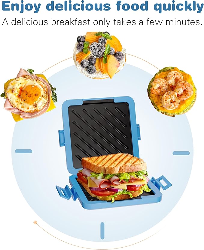 Blue Microwave Sandwich Grill and Toastie Maker, Microwave Toaster, Sandwich Maker, Panini Maker, Dishwasher Safe,NO Electricity,Wireless,Time Saving,Fast,Toastie Safe in Microwave Oven