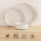 AmorArc Ceramic Dinnerware Set for 6 | Speckled Stoneware Plates and Bowls with Rustic Terracotta Underside| Scratch Resistant,Dishwasher & Microwave Safe Dishes Sets- 18pcs Beige