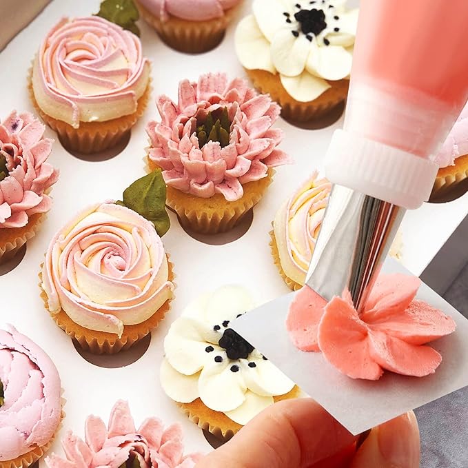Leaf Piping Bags and Tips Set 7 Pieces Piping Tips Set Cake Decorating Tips Icing Piping Nozzles Set Cupcake Decorating Kit Cupcake Pastry Tool Stainless Steel