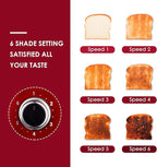 Roter Mond 4 Slice Toaster Retro Stainless Steel with Bagel Defrost Cancel Function, 6 Browning Settings, Extre Wide Slot and Removable Crumb Tray, Red, ST033