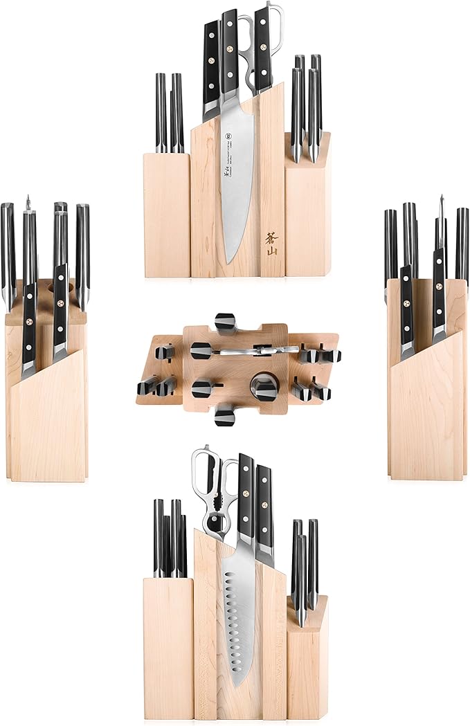 Cangshan TC Series 1021226 Swedish 14C28N Steel Forged 14-Piece DENALI Magnetic Knife Block Set, Maple
