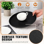 Zopeal 6 Pieces Black Round Restaurant Serving Tray, Plastic Non Slip Surface Food Meals Server Tray with Raised Edges for Home, Kitchen, Restaurant, Cafeteria, Bar (11")