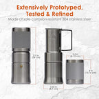 nCamp - Café, Portable Coffee Maker, Portable Espresso Machine, Compact Camping Coffee Maker, Stainless Steel Travel Coffee Maker with Camping Coffee Cup, Reusable, 12 oz