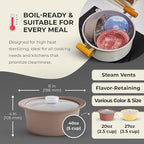40oz Platinum Silicone Microwave Steamer Pot with Handle & Lid - Korean 100% Food-Grade Steamer Bowl, Heat-Resistant Cooker with Steam Holes, Easy Clean, Dishwasher Safe, Taupe Brown